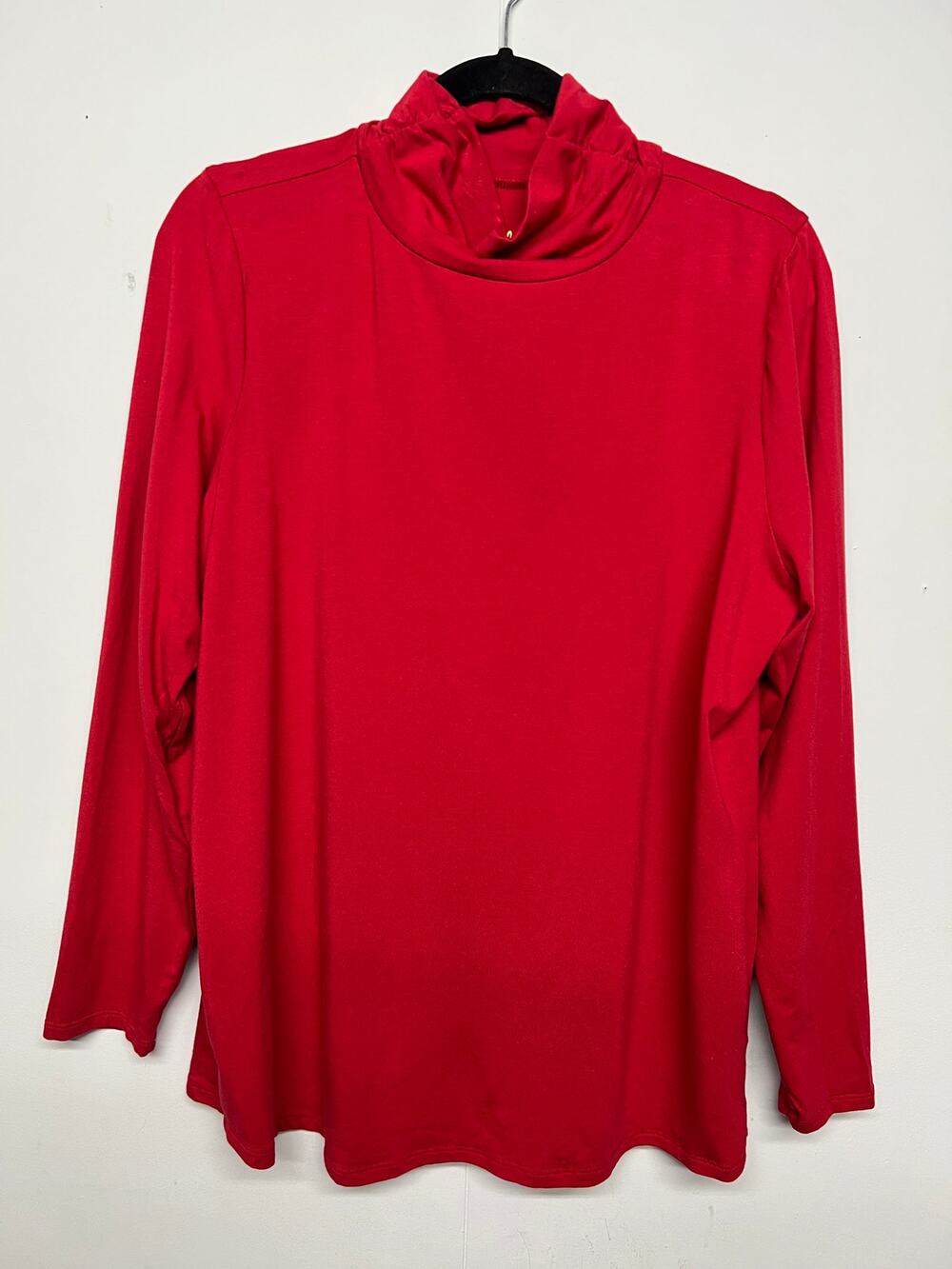 Belle by Kim Gravel Pima Cotton Modal Turtleneck Red Top Womens Large Layering